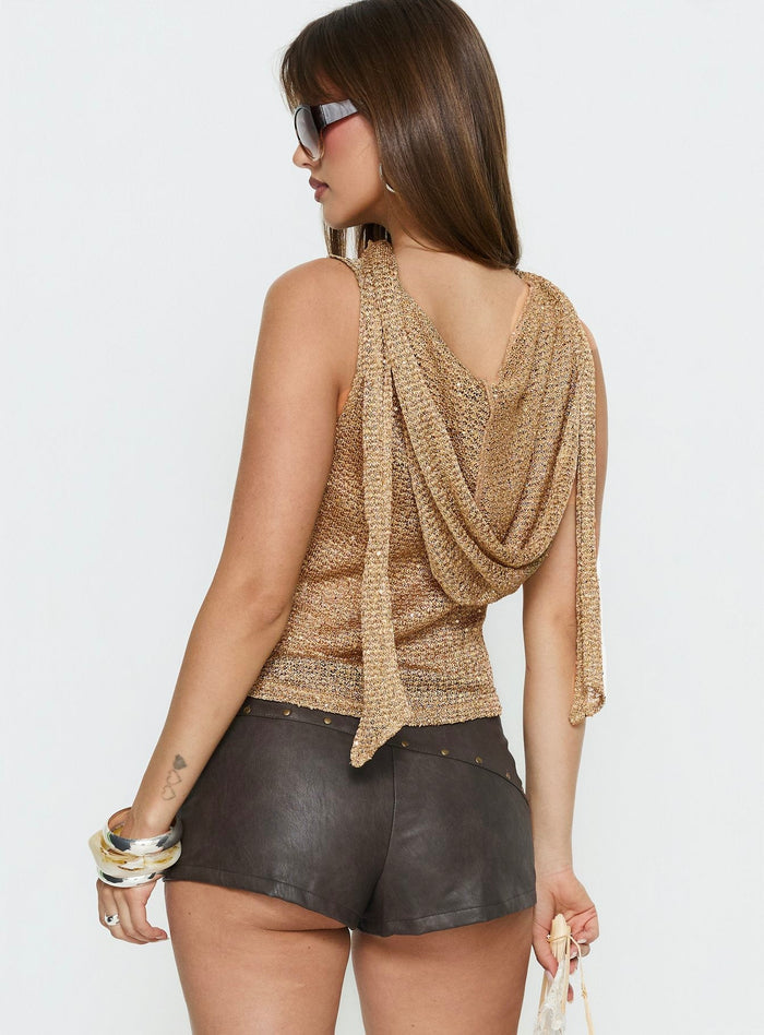 Mistori Sequin Hooded Top Gold