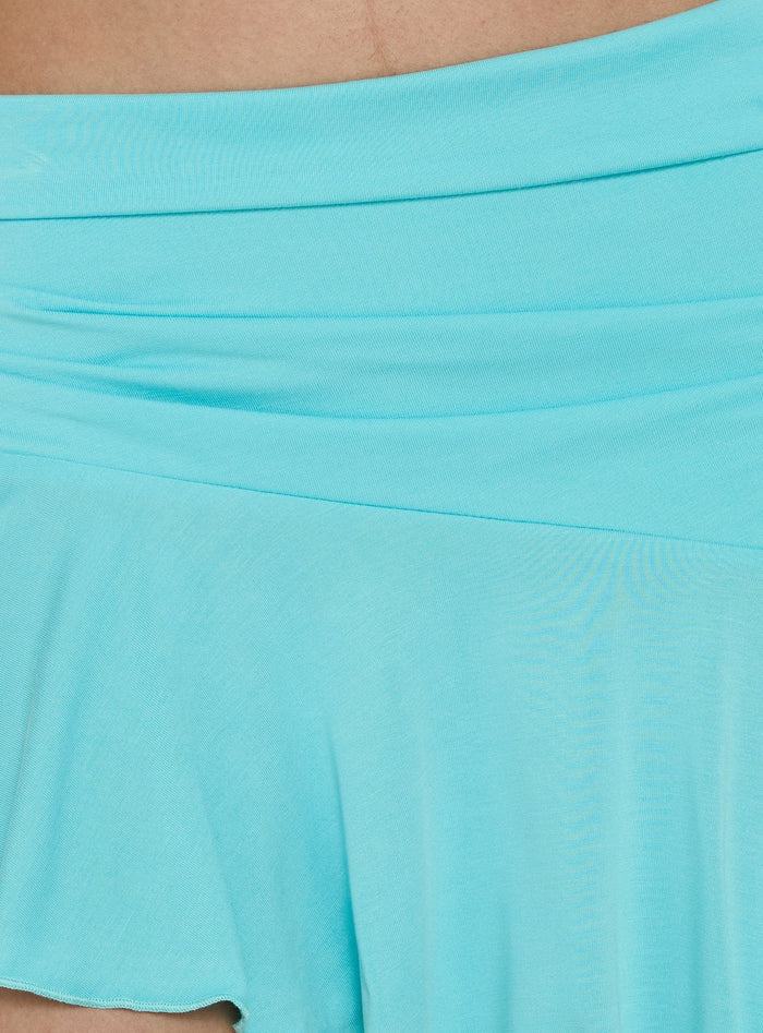 The Miyana Asymmetrical Mini Skirt Cyan womens-skirts with fitted construction and ruched elements Princess Polly