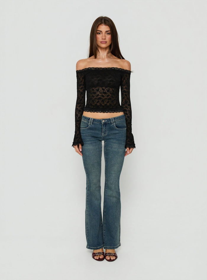 Mochapella Off The Shoulder Top Black