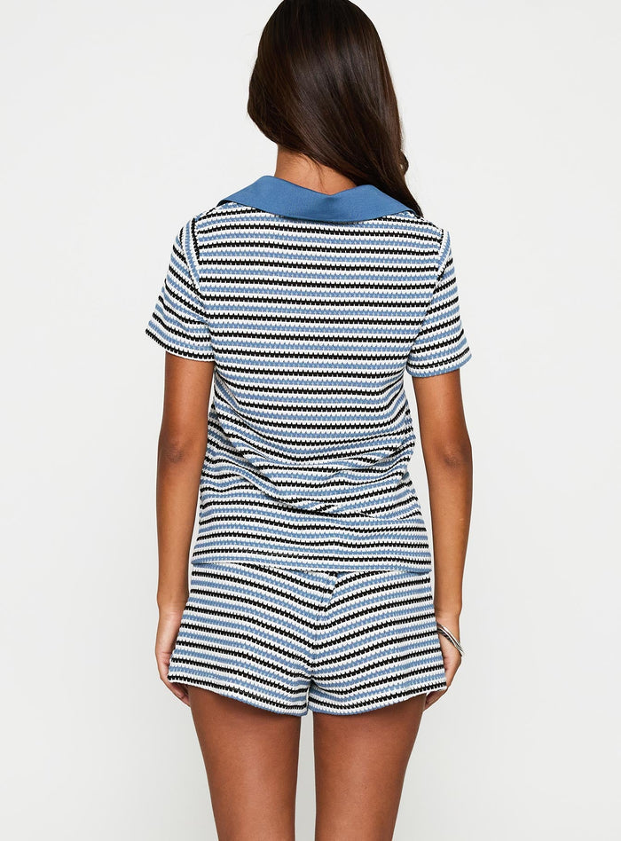 On Vacation Co-ord Blue Stripe