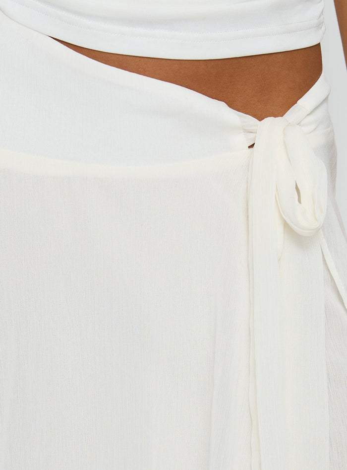product Princess Polly Ophella Tie Waist Chiffon Midi Skirt Cream