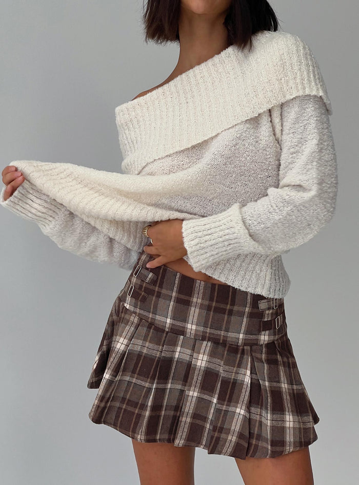 Parkley Boucle Off The Shoulder Jumper Cream