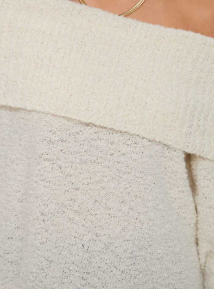 product Princess Polly Parkley Boucle Off The Shoulder Sweater Cream Long