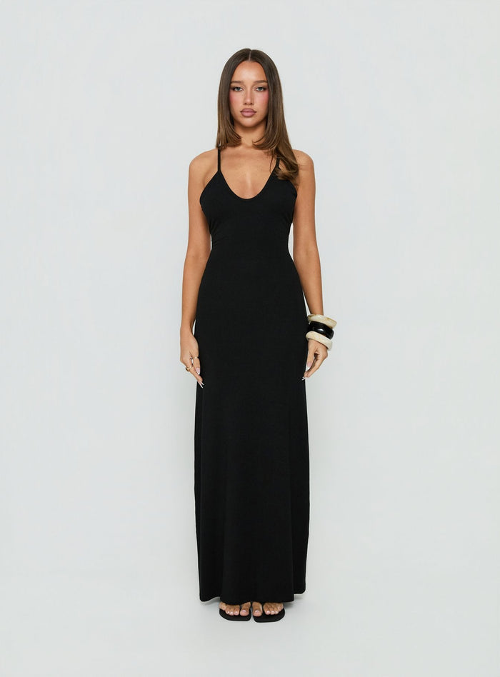 Pasita Halter Tie Up Maxi Dress Black