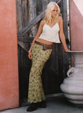 back view of model wearing Princess Polly Piazia Maxi Skirt Green Maxi
