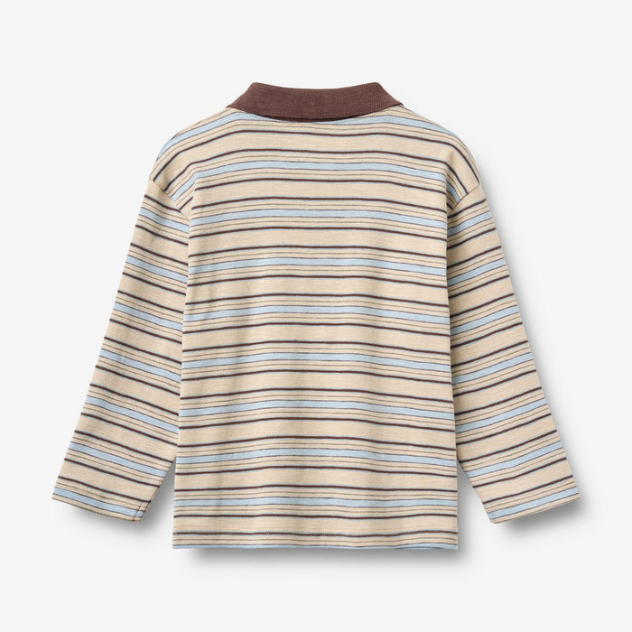 Wheat Main Polo Shirt L/S Fred Blouse 9877 multi blue stripe