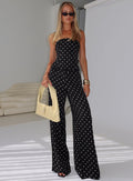 Powdered Sugar Strapless Co-ord Black Polka