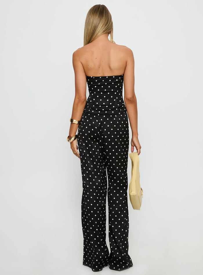 Powdered Sugar Strapless Co-ord Black Polka