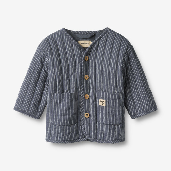 Wheat Main Quilt Jacket Siggo Jacket 1312 greyblue slub stripe