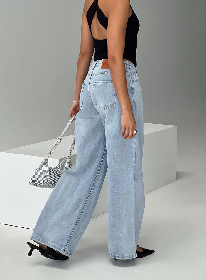 product Princess Polly High Waisted  Ramos Low Rise Denim Jeans Light Wash