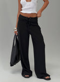 front view of model wearing Princess Polly Raymonde Pants Black High Waisted Pants