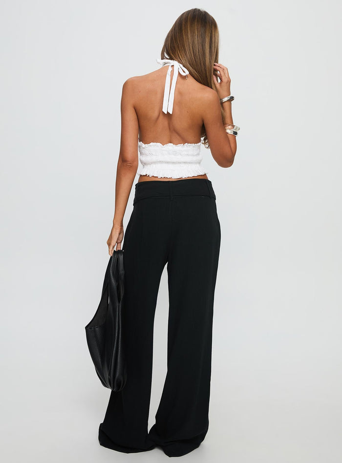back view of model wearing Princess Polly Raymonde Pants Black High Waisted Pants