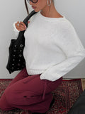 side view of model wearing Princess Polly Reannon Wide Neck Knit Sweater White