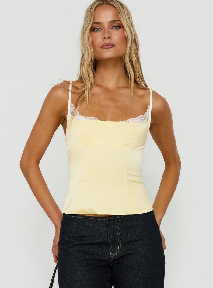 Renaissance Satin Corset Top Lemon