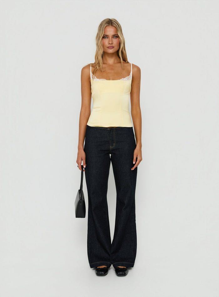 Renaissance Satin Corset Top Lemon