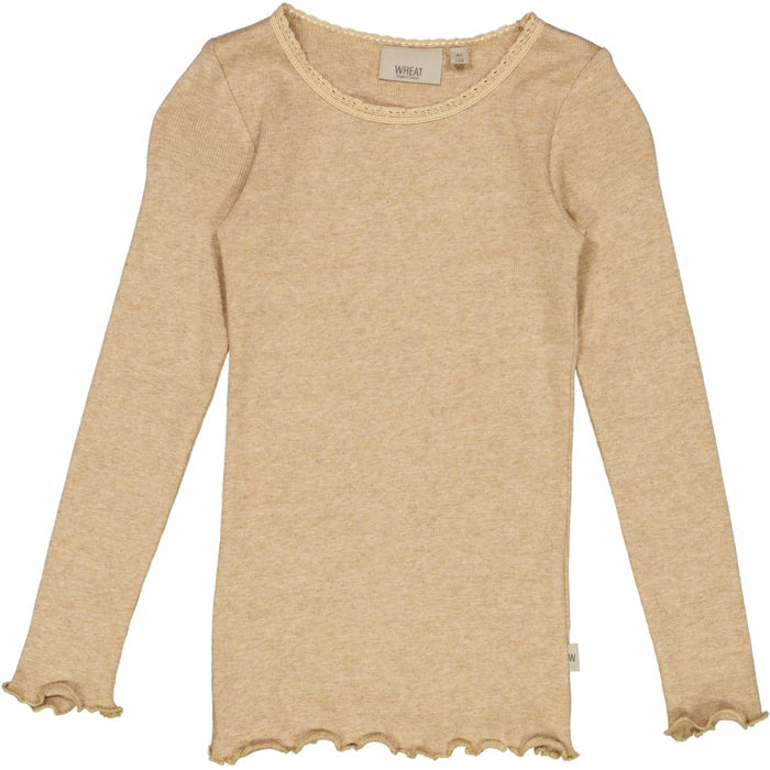 Wheat Main Rib T-Shirt Lace LS Jersey Tops and T-Shirts 3230 sand melange