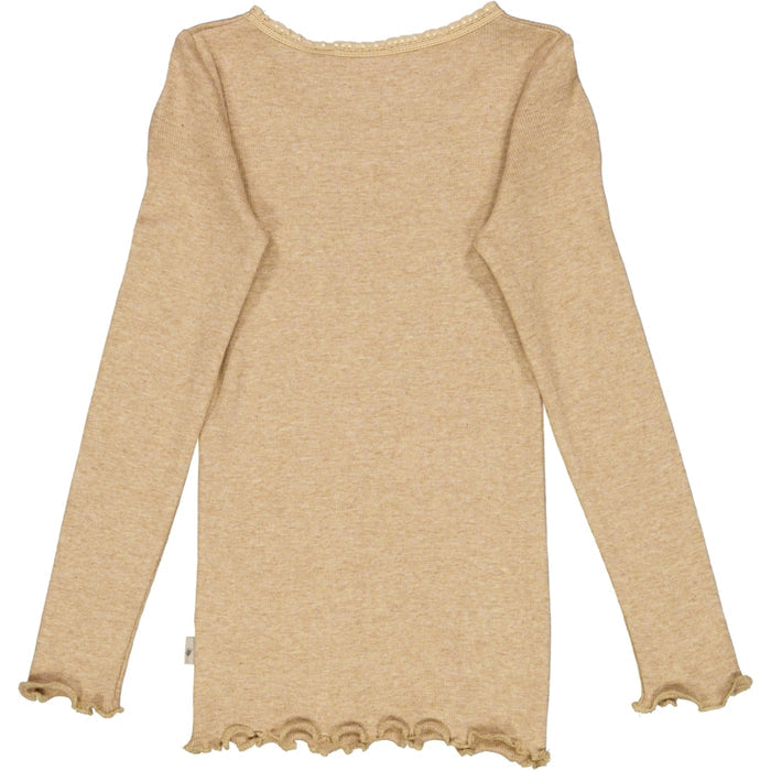 Wheat Main Rib T-Shirt Lace LS Jersey Tops and T-Shirts 3230 sand melange