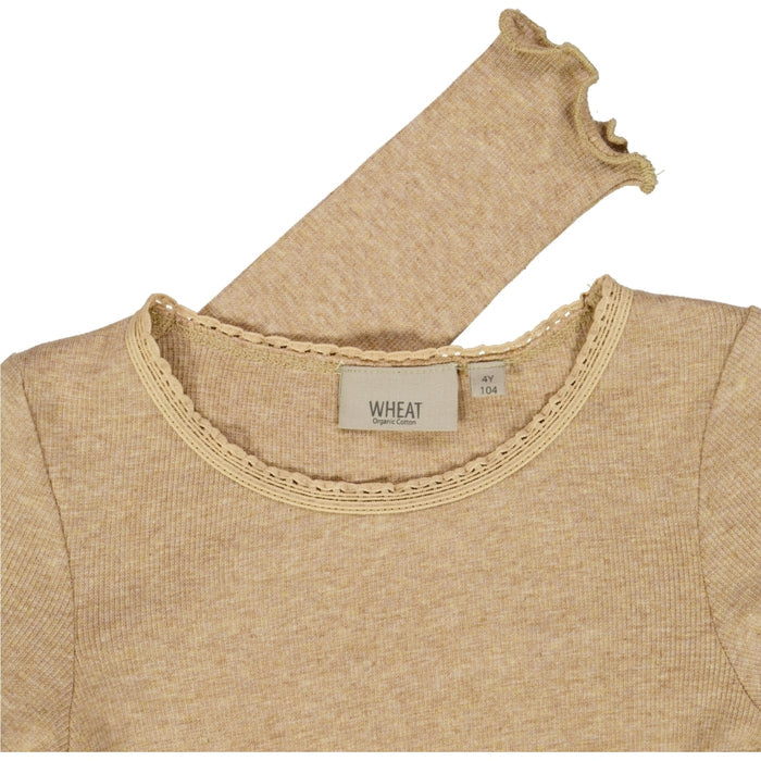 Wheat Main Rib T-Shirt Lace LS Jersey Tops and T-Shirts 3230 sand melange