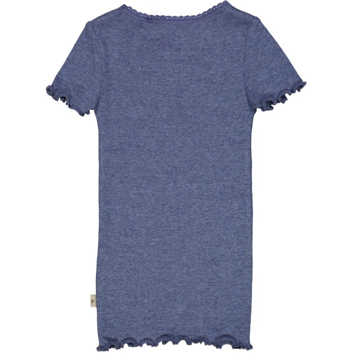 Wheat Main Rib T-Shirt Lace SS Jersey Tops and T-Shirts 1076 blue melange