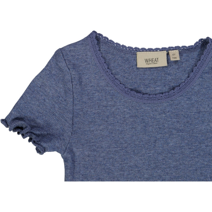 Wheat Main Rib T-Shirt Lace SS Jersey Tops and T-Shirts 1076 blue melange