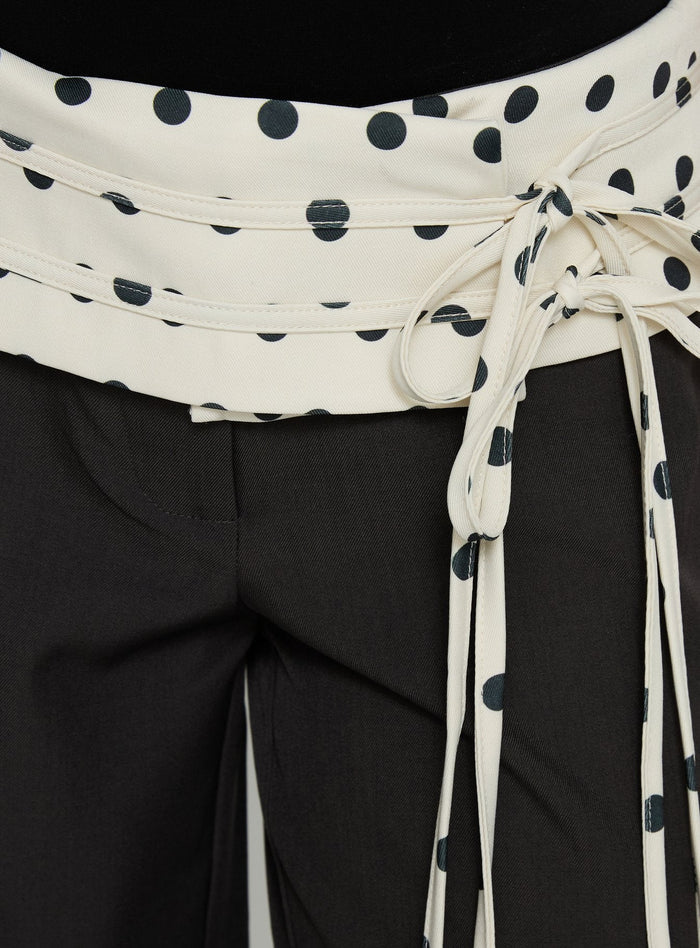 product Princess Polly Seneca Wrap Pants Charcoal Polka Dot Mid Rise Pants