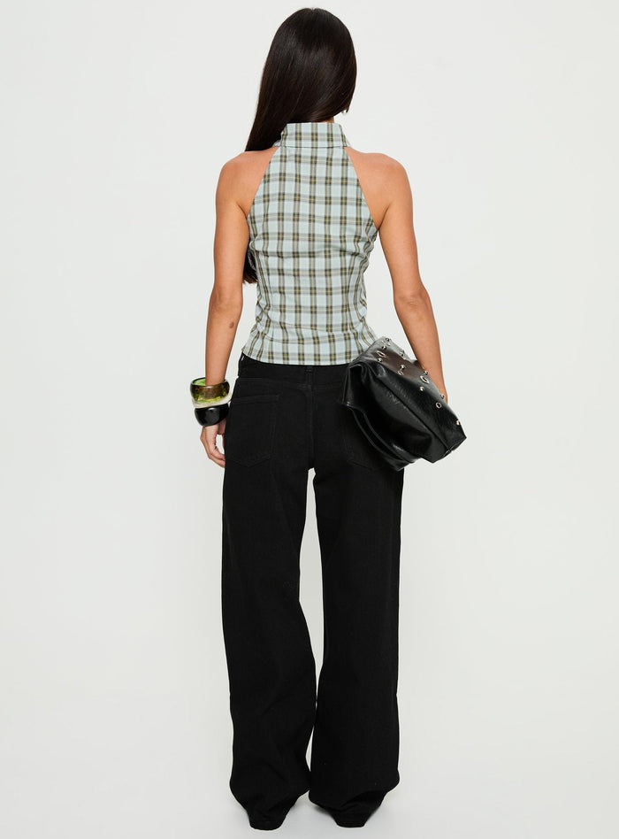 back view of model wearing Princess Polly Serenitia Mid Rise Relaxed Jeans Jet Black Mid Rise Jeans Jeans