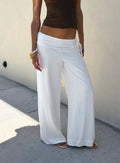 Silver Moon Linen Blend Tie Trousers White