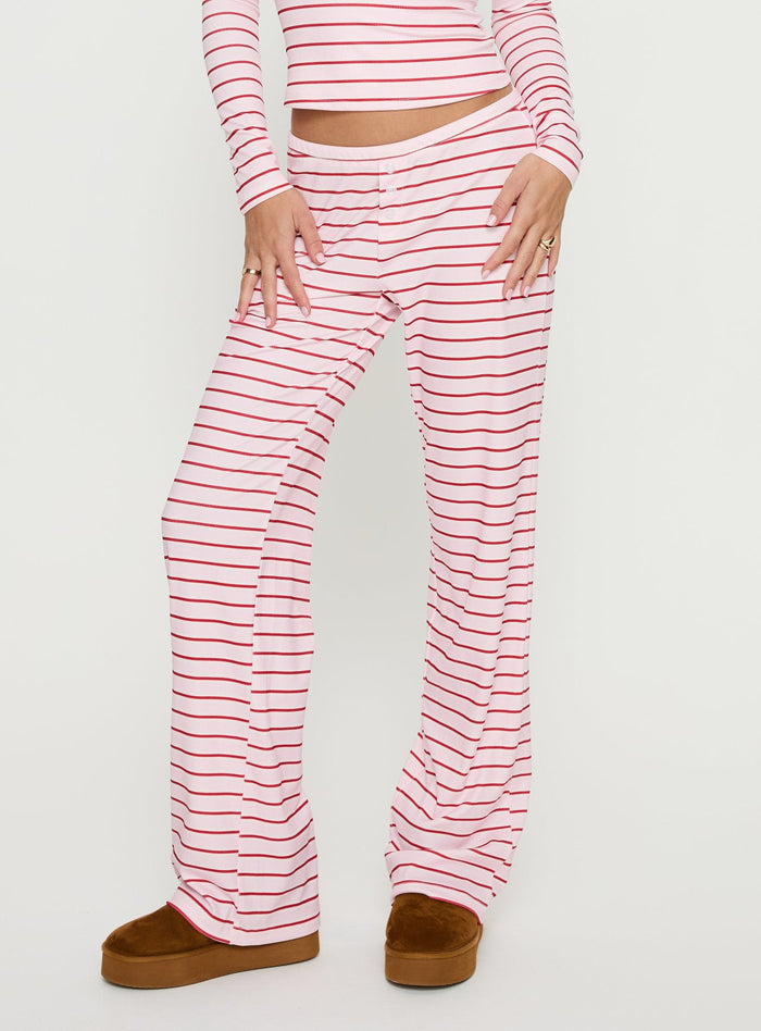 Slumber Party Sleep Rib Trousers Pink Stripe