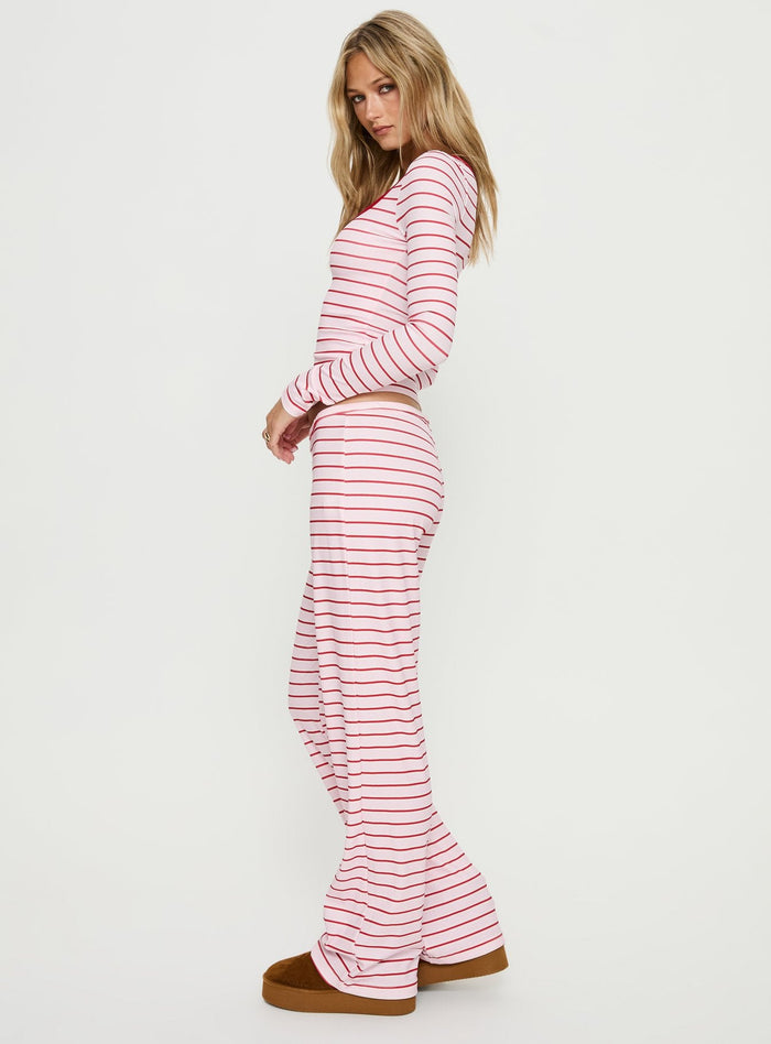 Slumber Party Sleep Rib Trousers Pink Stripe