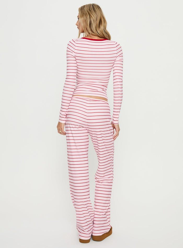 Slumber Party Sleep Rib Trousers Pink Stripe