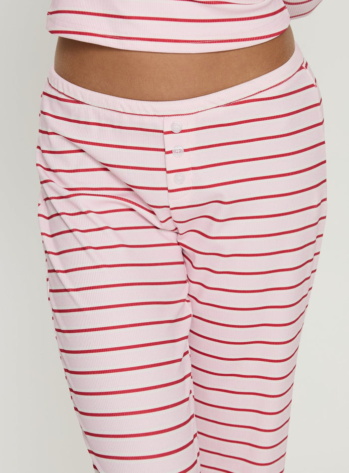Slumber Party Sleep Rib Trousers Pink Stripe