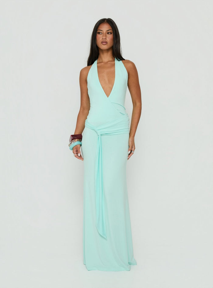 So Major Draped A-Line Maxi Dress Blue