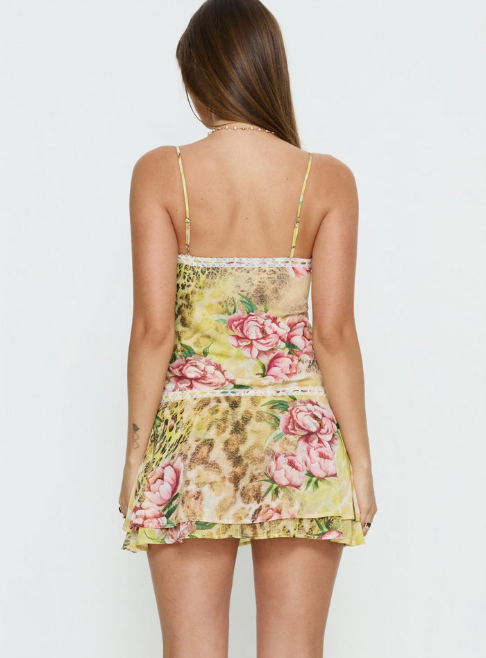Starsigns Lace V Neck Mini Dress Animal Splice