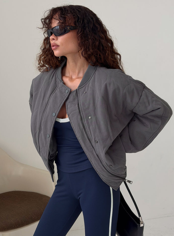Stick Season Quilted Jacket Grey