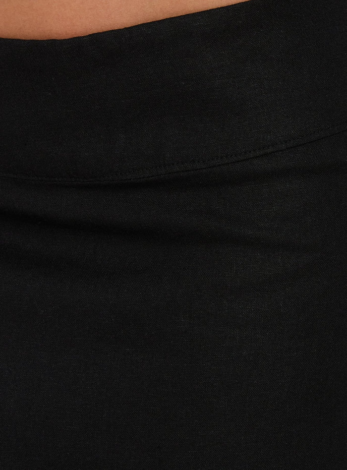 Featuring the Such Delight Linen Midi Skirt Black womens-skirts in relaxed aline shape product