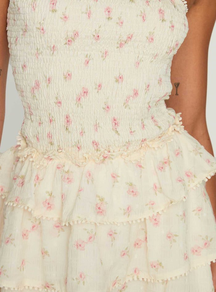 product Princess Polly Sunkiss Frill Mini Dress Floral Straight Neck