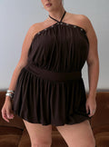Sunnee Eyelet Detail Playsuit Brown Curve