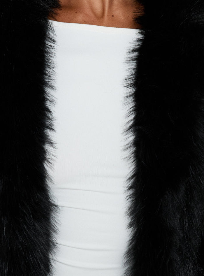 Super Trouper Faux Fur Jacket Black