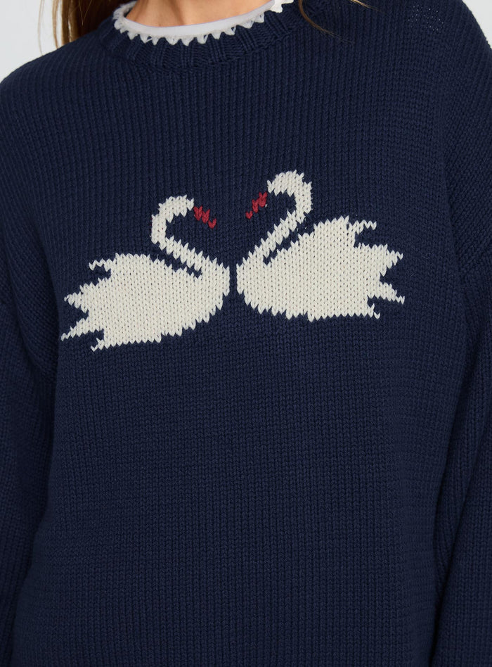 product Princess Polly Swan Lake Love Knit Sweater Navy Longline Jumpers