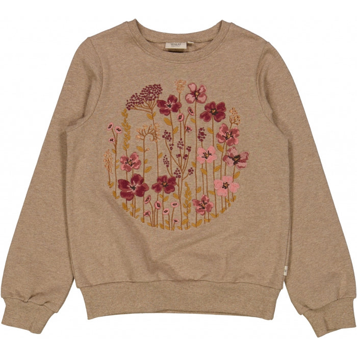 Wheat Main Sweatshirt Flower Circle Embroidery Sweatshirt 3204 khaki melange