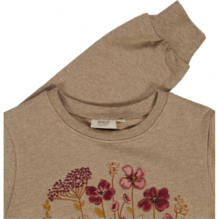 Wheat Main Sweatshirt Flower Circle Embroidery Sweatshirt 3204 khaki melange