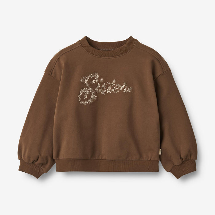 Wheat Main Sweatshirt L/S Embroidery Eliza Sweatshirt 1192 coffee bean