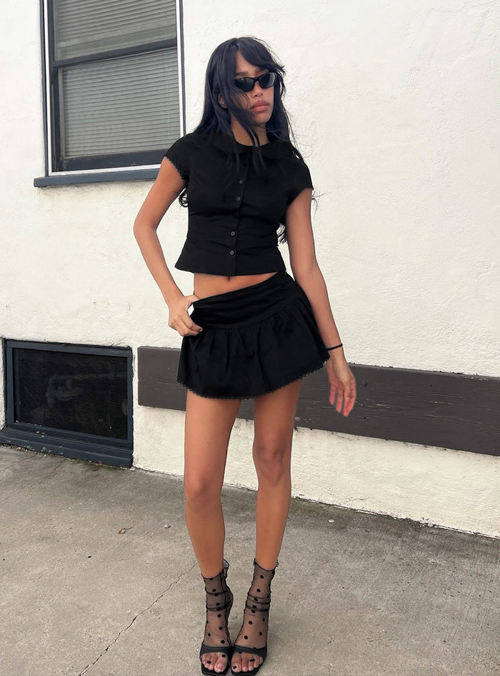 Sweet Treat Button Up Co-ord Black