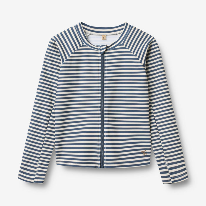 Wheat Main Swim T-shirt L/S Zip Ada T-Shirt 1048 blue stripe
