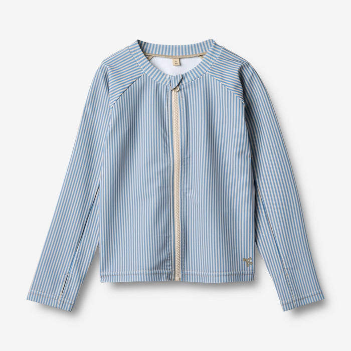 Wheat Main Swim t-shirt L/S zip Ada Swimwear 9580 blue swim stripe
