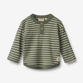 Wheat Main T-shirt L/S Osvald T-Shirt 4076 dark green stripe