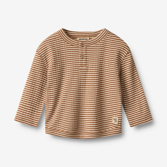 Wheat Main T-shirt L/S Osvald T-Shirt 3017 warm hazel stripe