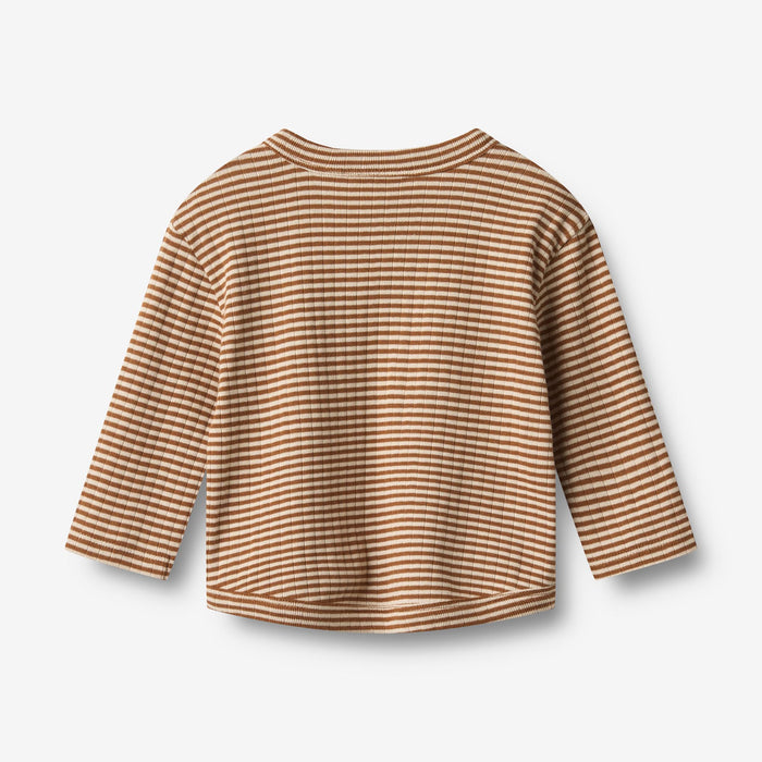 Wheat Main T-shirt L/S Osvald T-Shirt 3017 warm hazel stripe