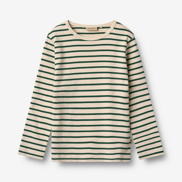 Wheat Main T-shirt L/S Stig T-Shirt 4142 green stripe