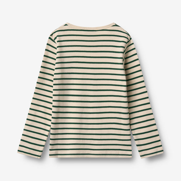 Wheat Main T-shirt L/S Stig T-Shirt 4142 green stripe